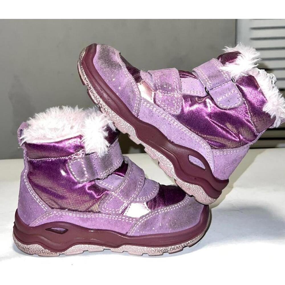 Primigi Gore-Tex Girls Size US9 Purple Winter Boots Faux Fur Lining Preowned